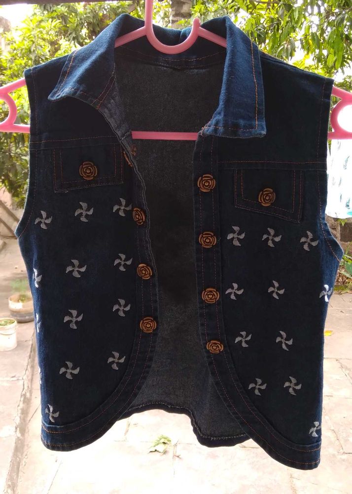 Denim Vest with Print