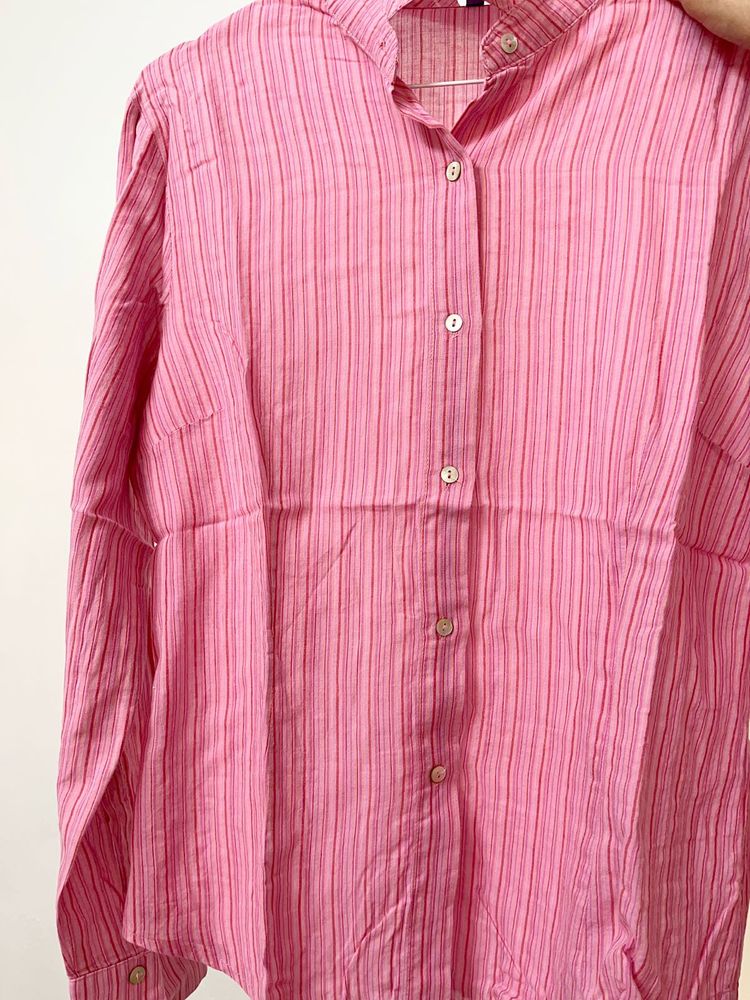 ZARA Striped Pink Shirt Size L