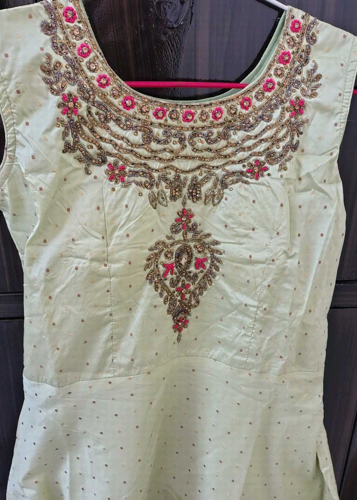 Embroidered Light Green Kurti