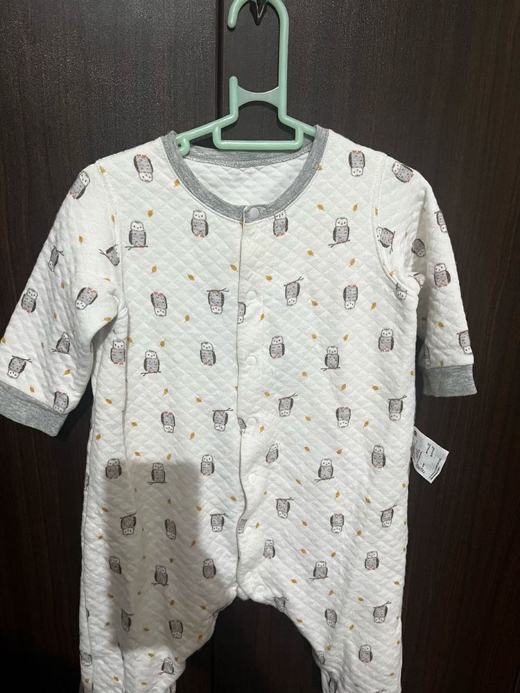 Cute Owl Print Baby Romper