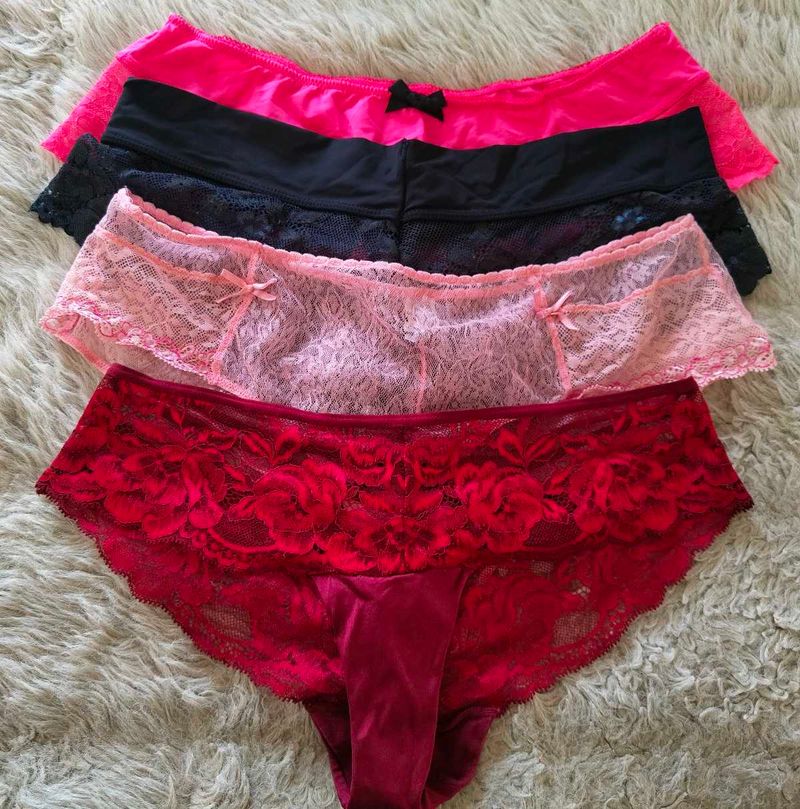(4panties)The &#34;Flirty Four&#34; Lacy Panty Collection