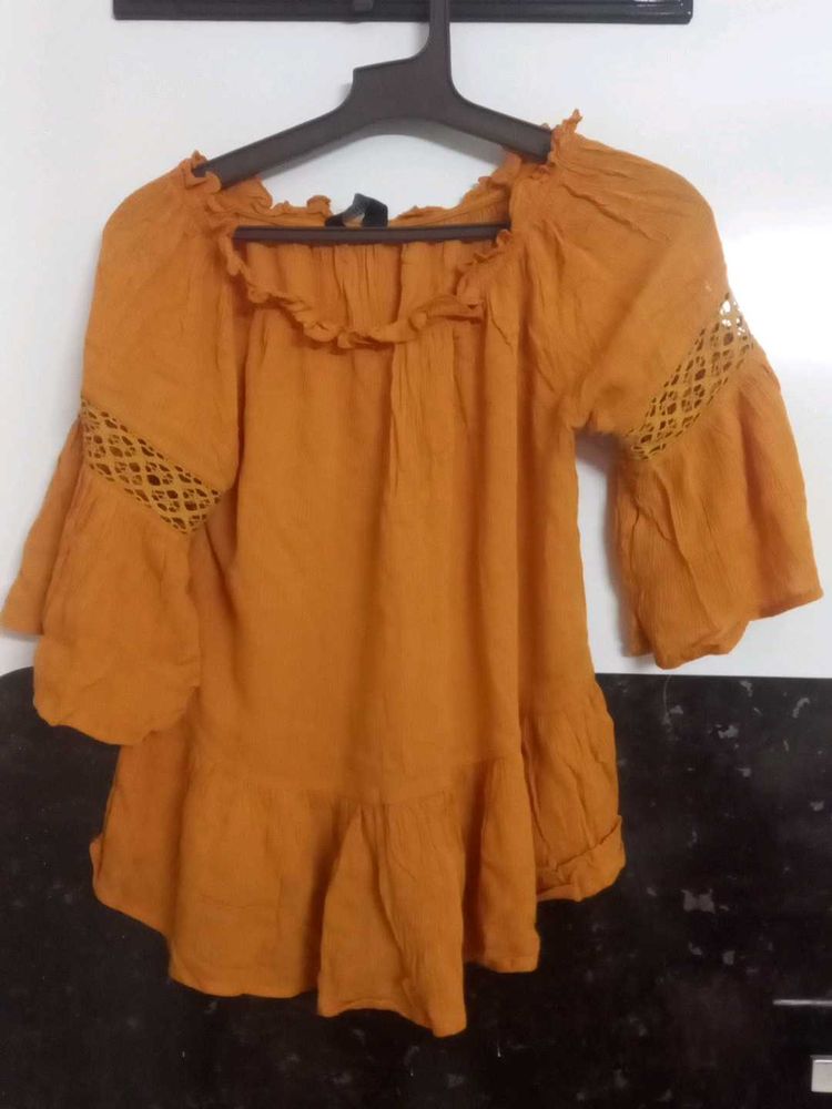 Cute Orange Peasant Top