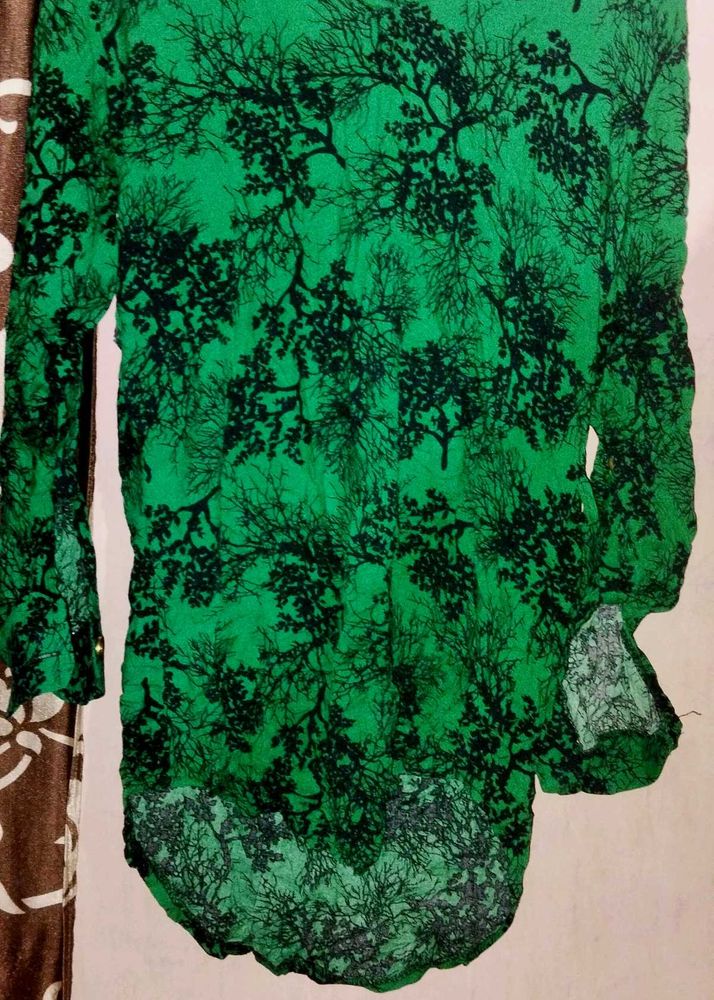 Green Print Top