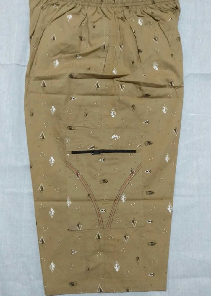 Patterned Khaki Shorts