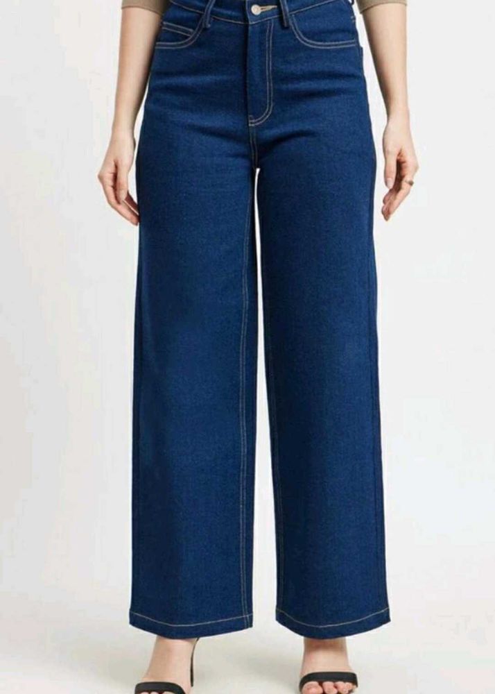 Wide Leg Jeans - Dark Wash Denim