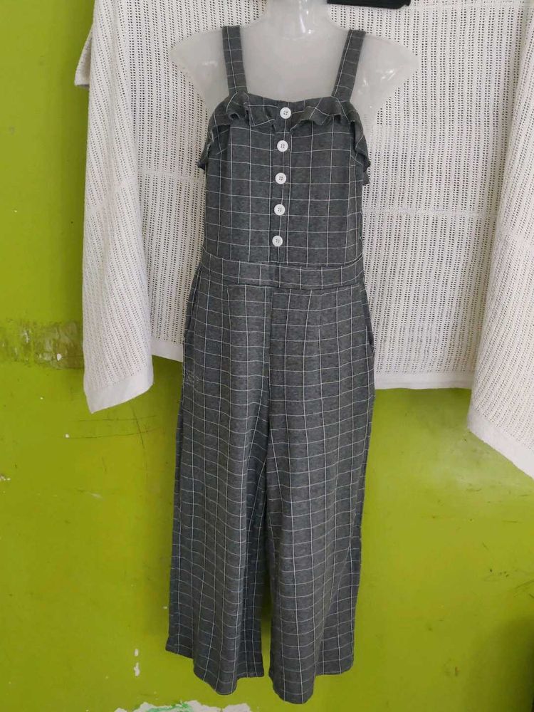 Plaid Jumpsuit with Ruffle Detail