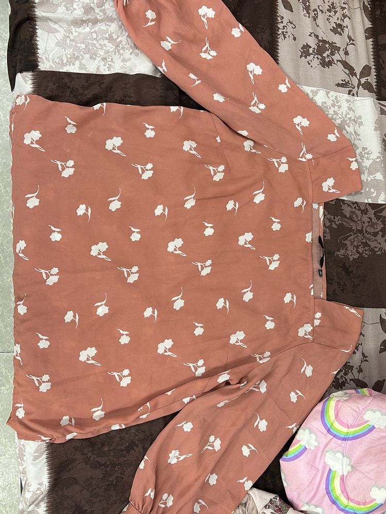 Square Neck Floral Peach Top