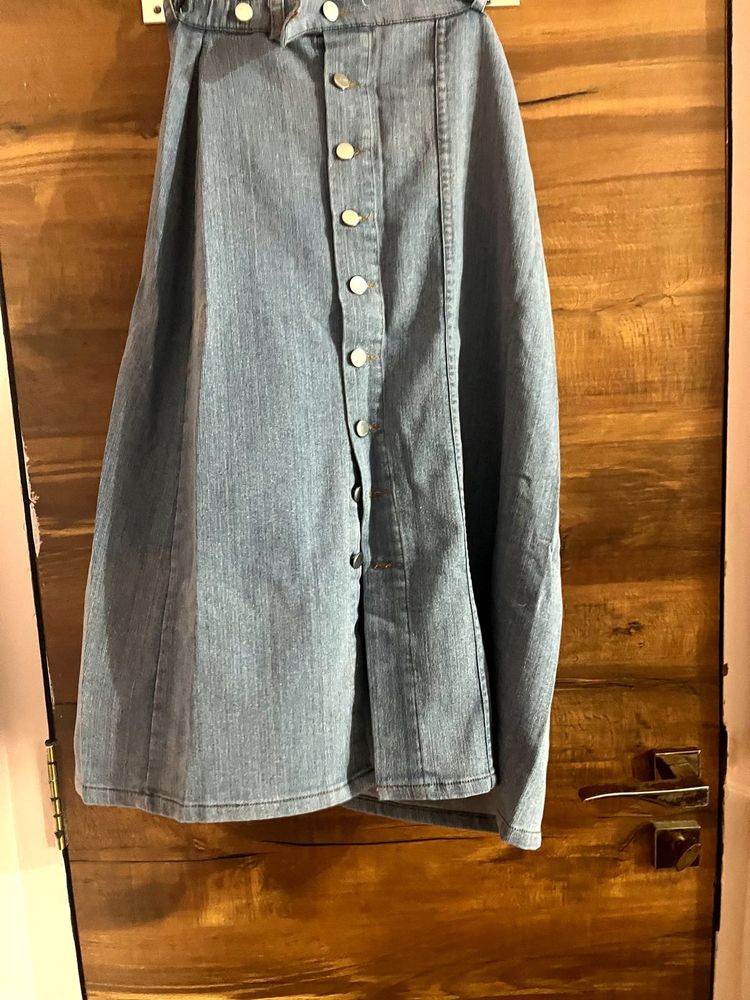 Denim A-line Midi skirt