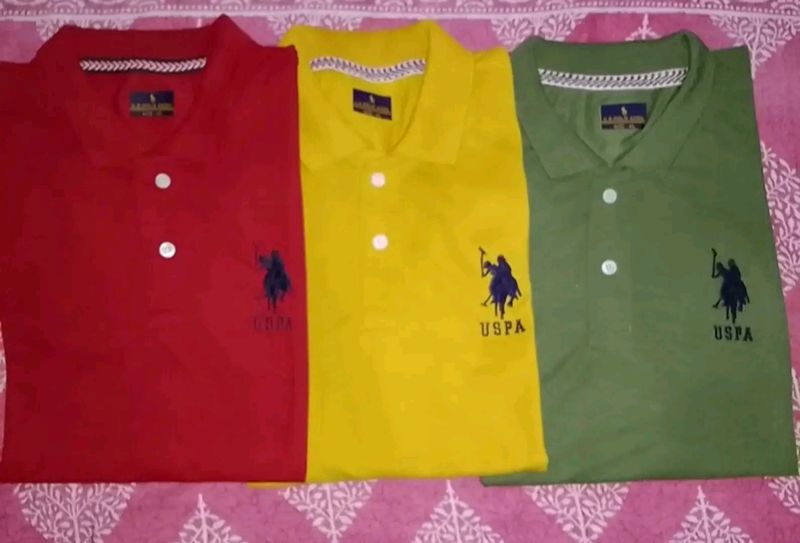 Stunning Matty Cotton Self Pattern Polos For Men- 3 Pieces