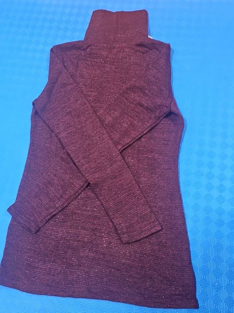 Burgundy Turtleneck Top