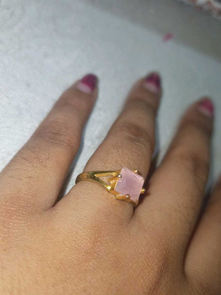Rose Quartz Gold Ring