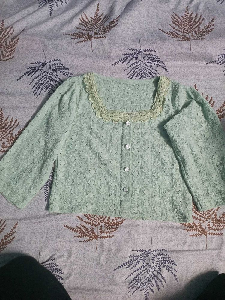 Mint Green Textured Top