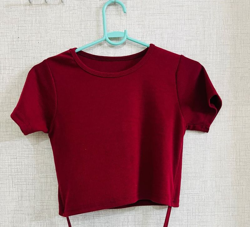 Maroon Crop Top - Size S