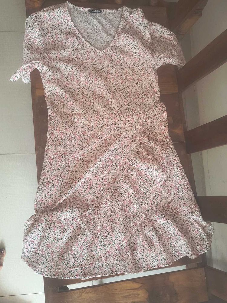 Floral Print Mini Wrap Dress