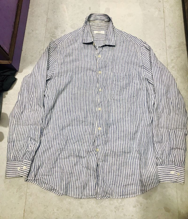 Uniqlo 100% Linen Shirt Relaxed Fit Old Money Styl