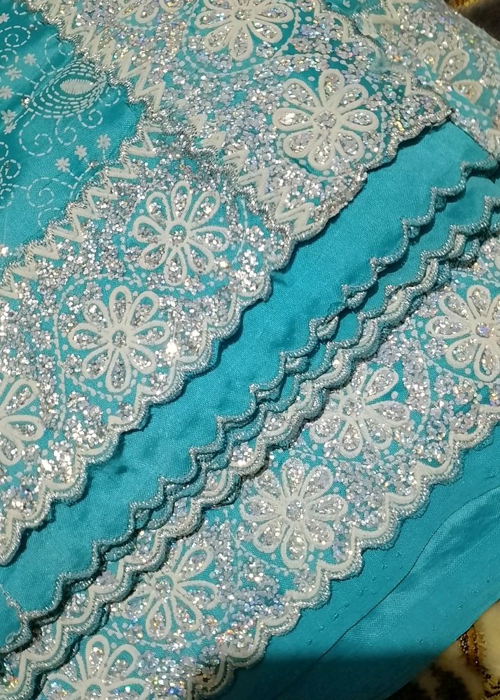 Prize Drop Alert.....🔥Beautiful Sky Blue Glitter Border Saree.....😘🔥