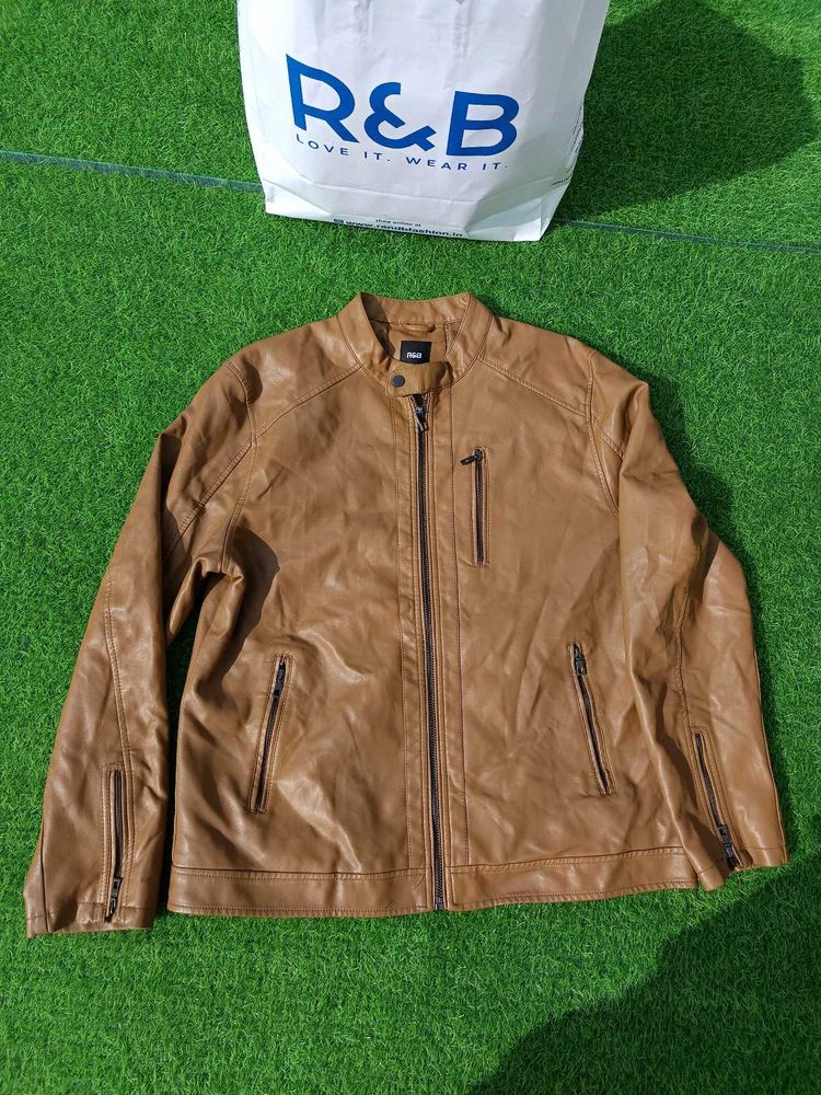 Biker Tan Brown Leather Jacket
