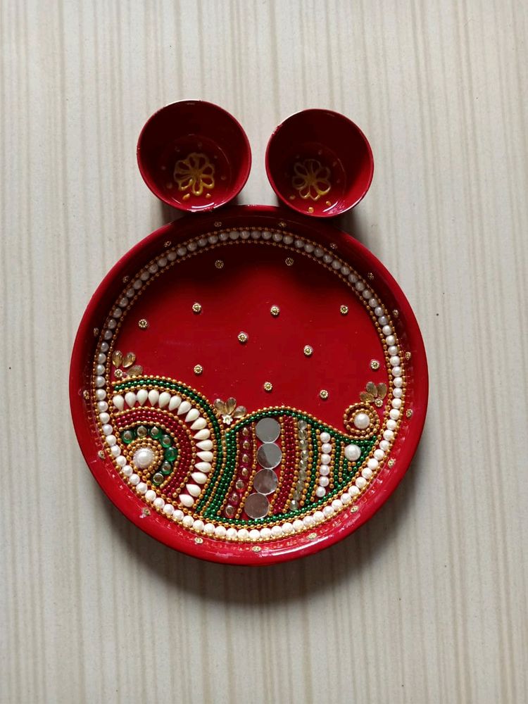 Handmade Decorated Stainless Steel pooja Thali
