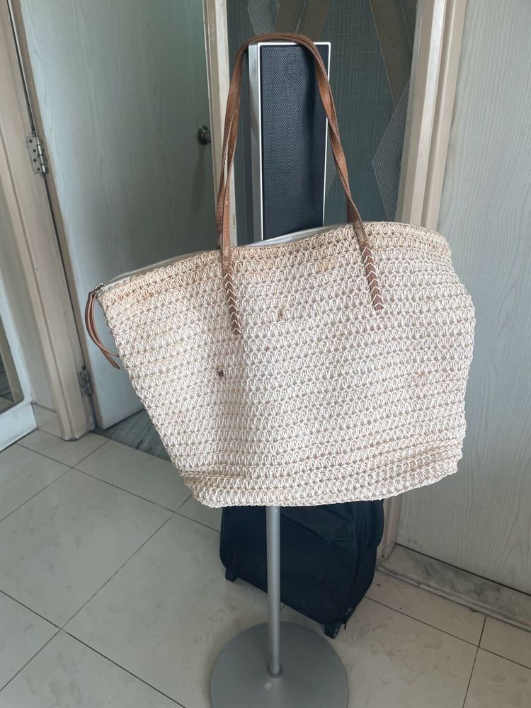 Woven Straw Tote Bag