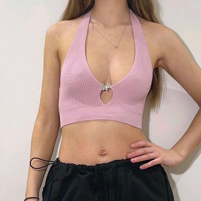 Y2k Pink Ribbed Brallete🪅🎀