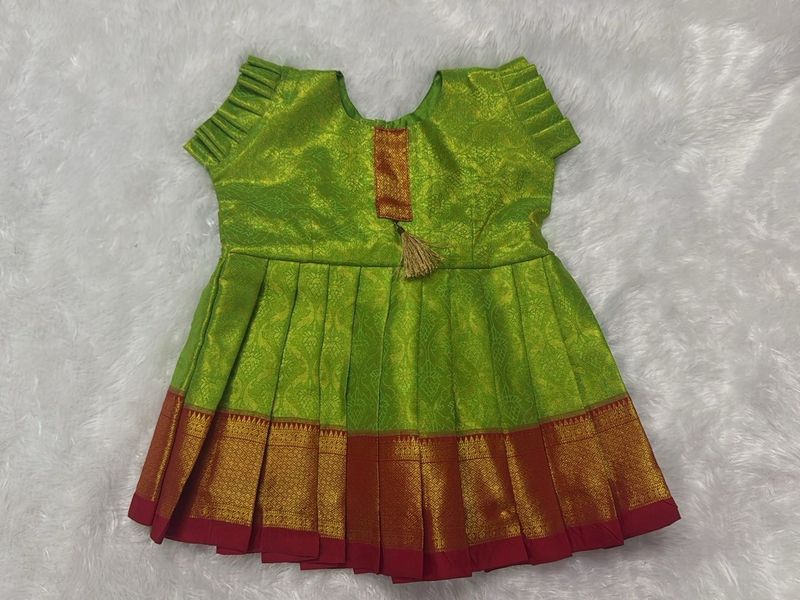 Green Silk Frock for Girls