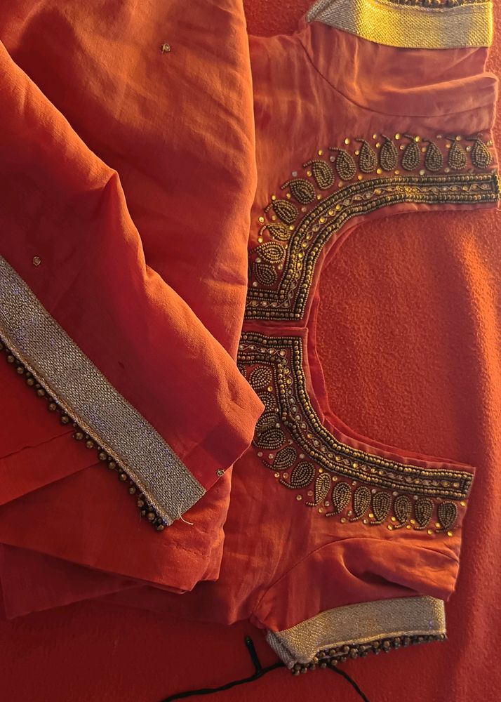 EMBROIDERY WORK , Thread And Stone Work Full New Condition Never Use ....Not Discolor Full Net And Clean...