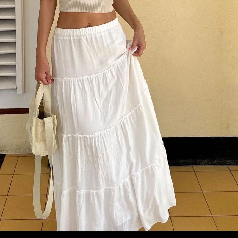 Flowy White Maxi Skirt