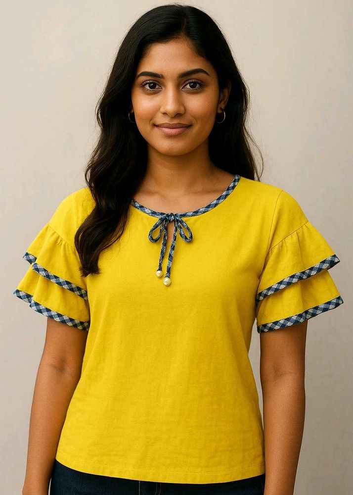 Yellow Ruffle Sleeve Top
