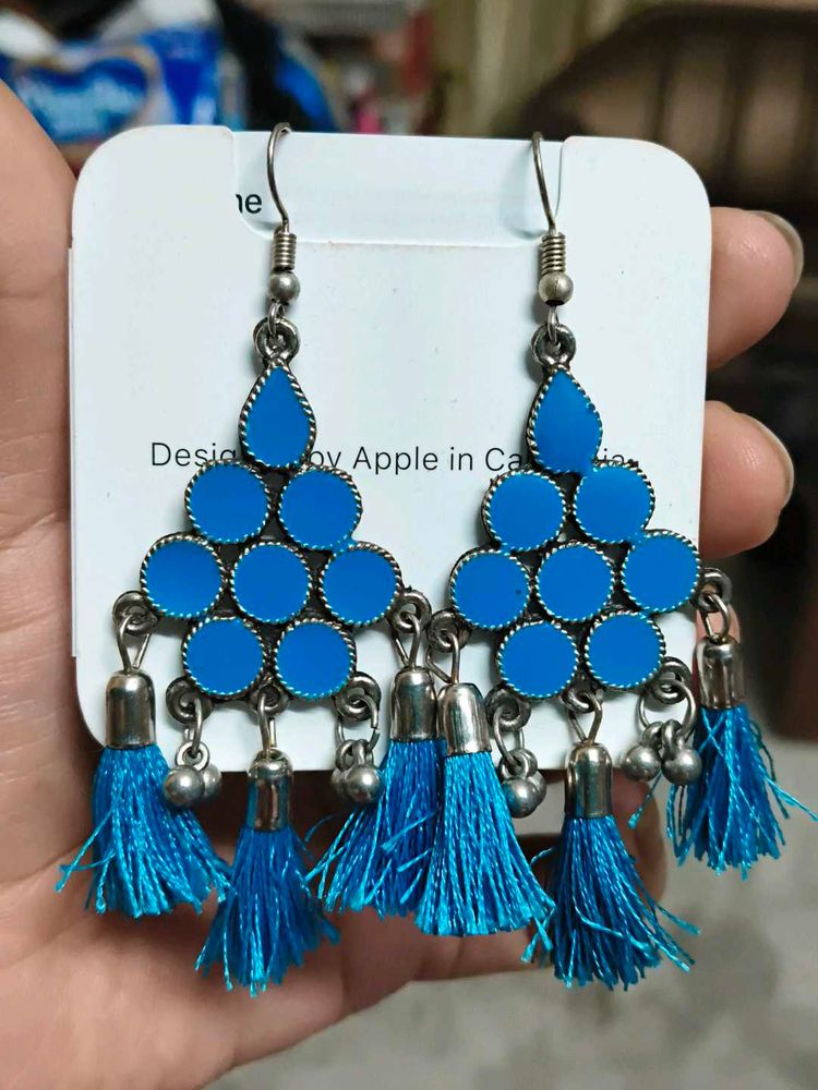 Blue Tassel Earrings