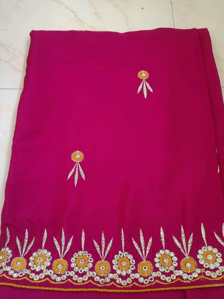 Elegant Pink Embroidered Saree