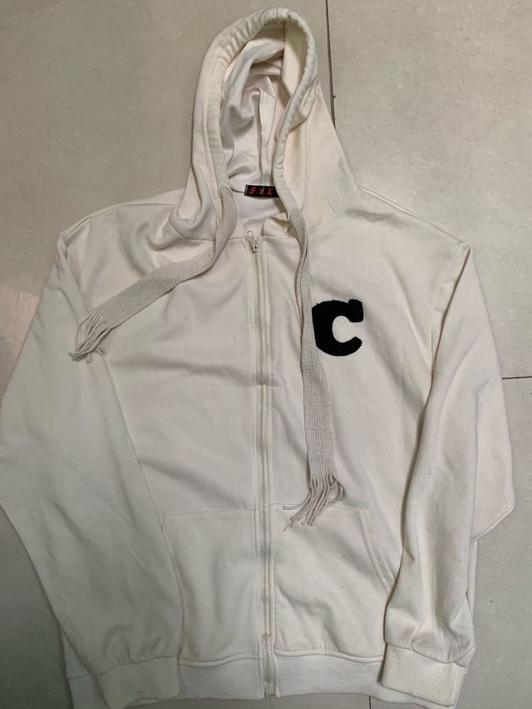 White S&amp;C branded with &#39;C&#39; Patch hoodie