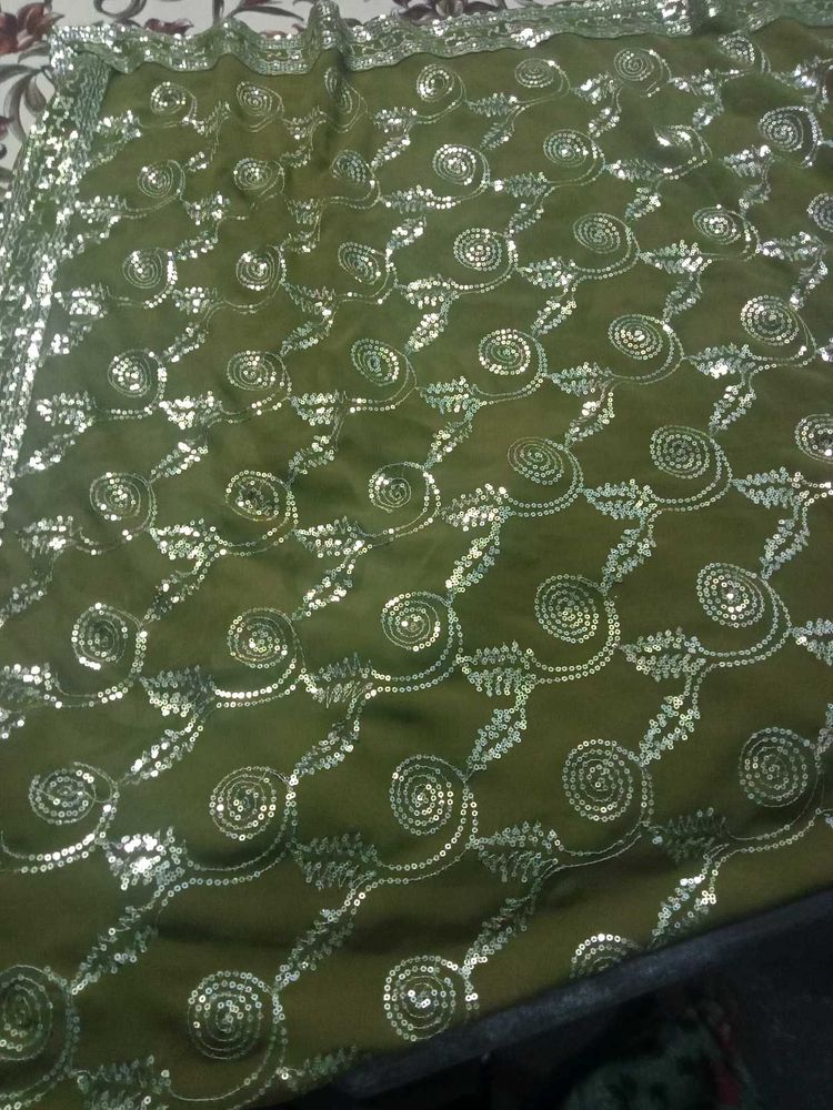 Beutiful Saree Olive Colour