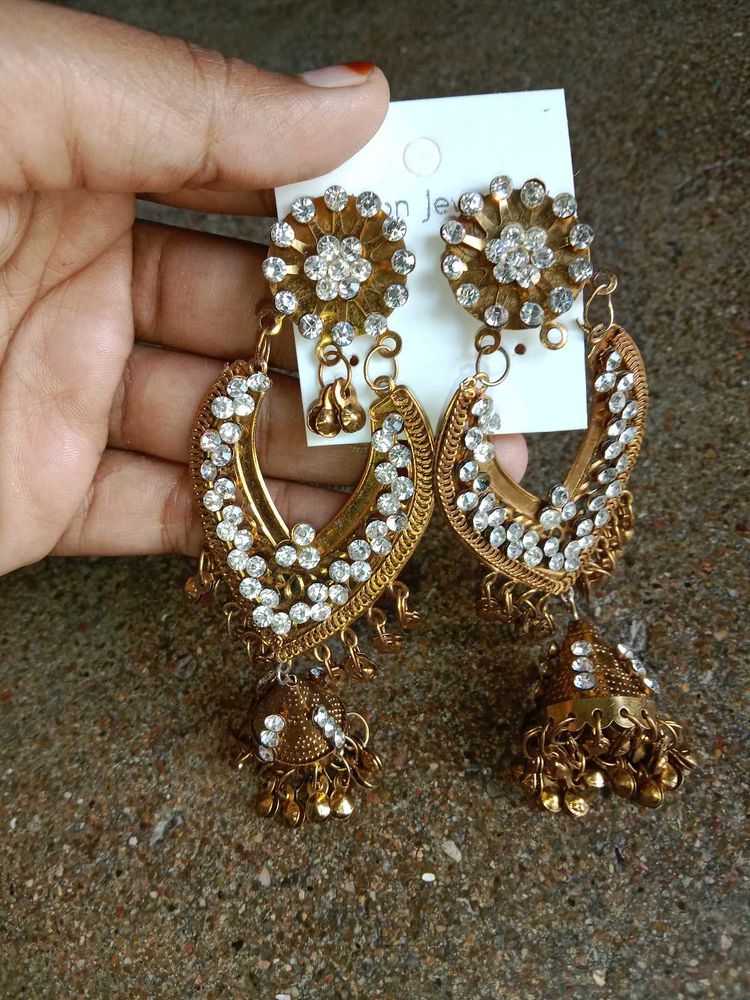 Golden Jhumka Earrings