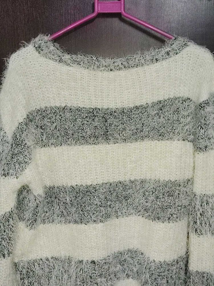 Striped Fuzzy Knit Sweater