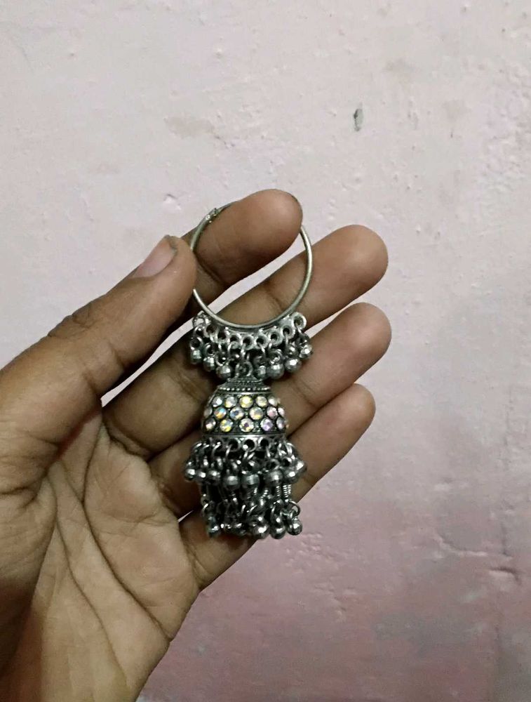 Silver Jhumka Earrings