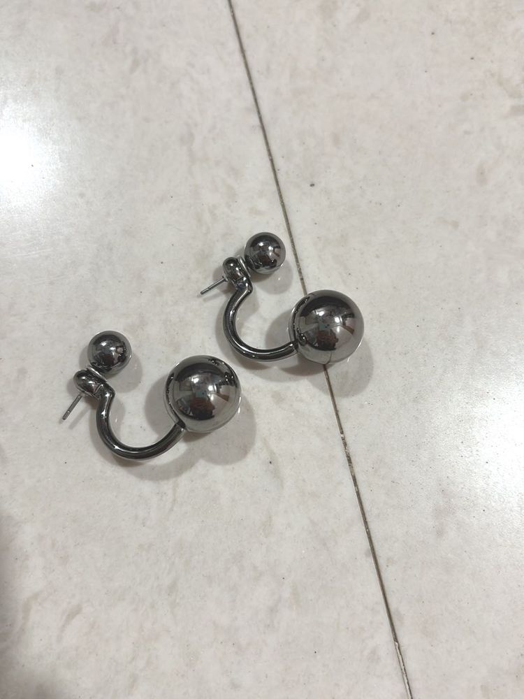 Silver Tone Ball Earrings