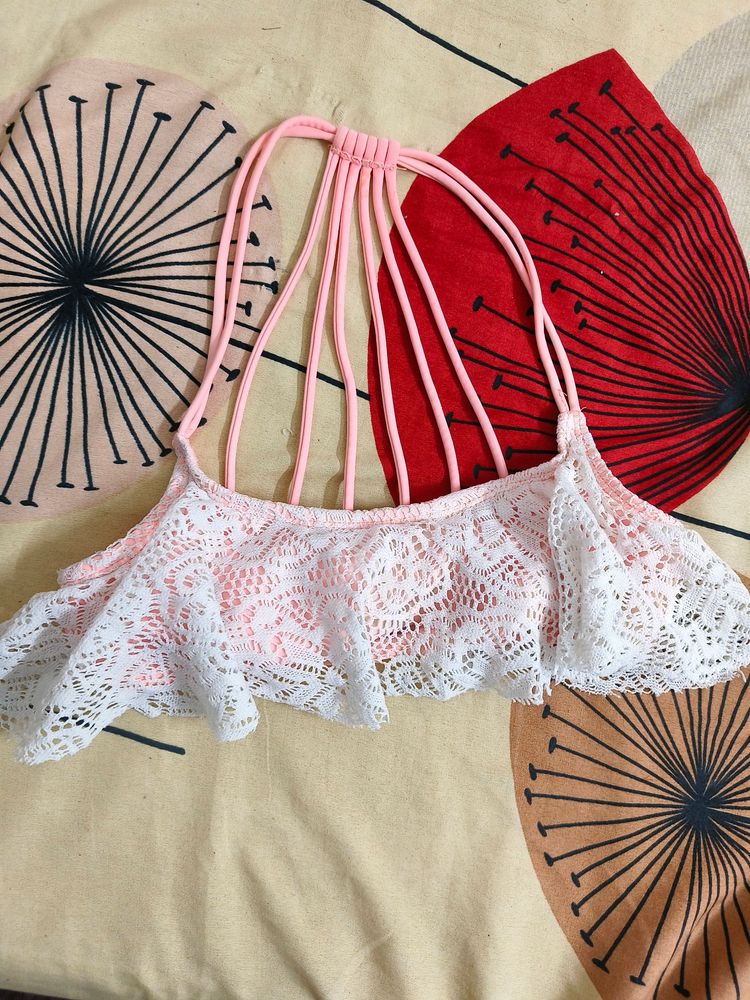 Lace Ruffle Bikini Top /32-34 Inch