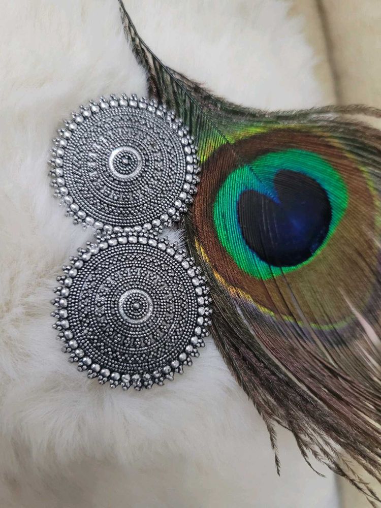 Boho Silver Disc Earrings