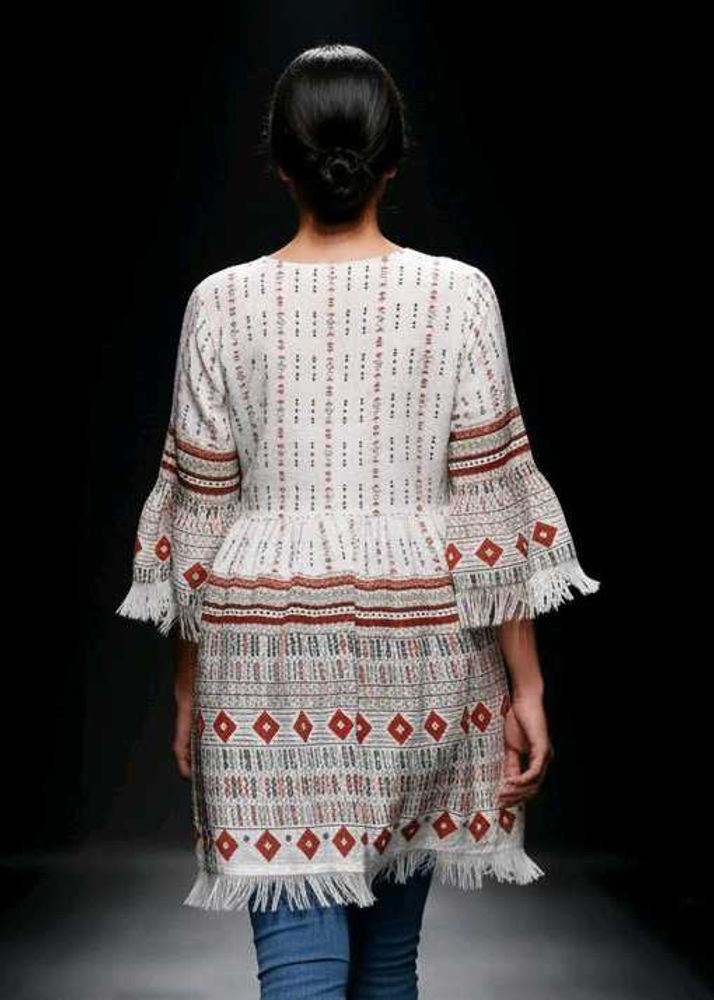 white , girly , traditional style top , tunic