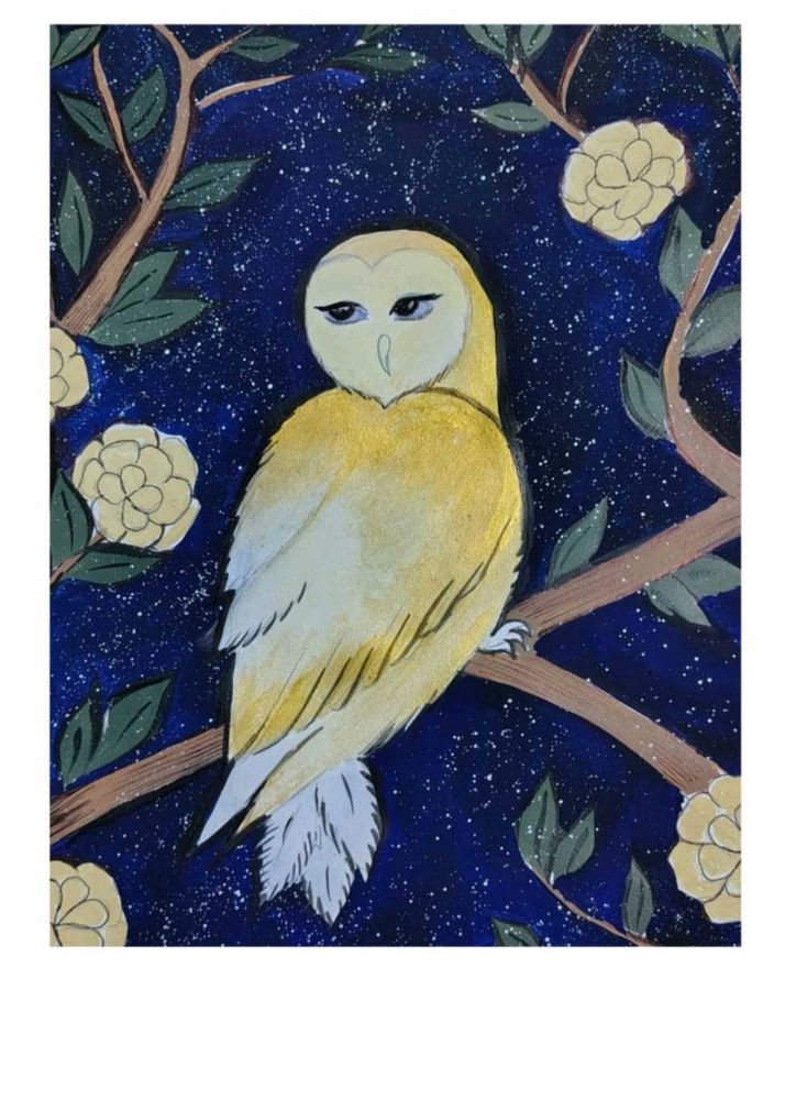 An Owl Painted On Paper