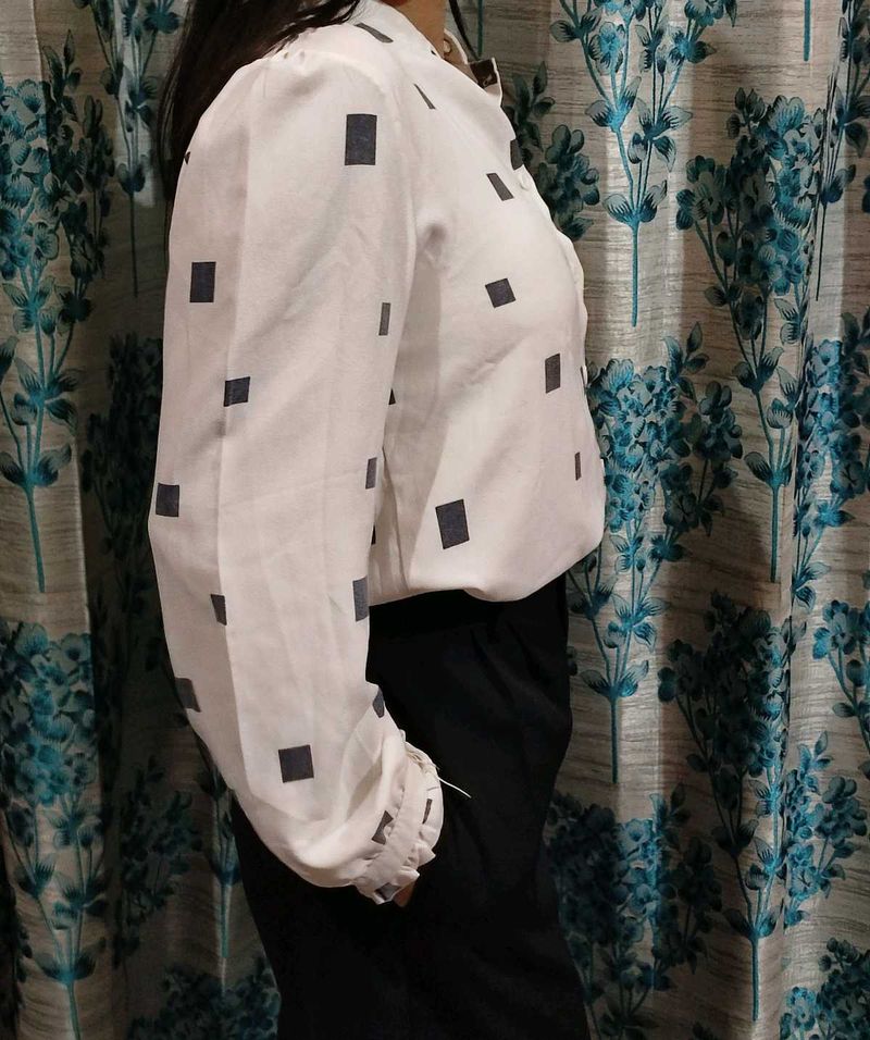 Vintage Style Square Print Blouse