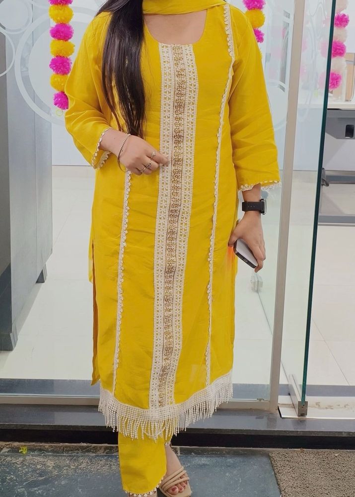 Yellow Embroidered Kurta Set