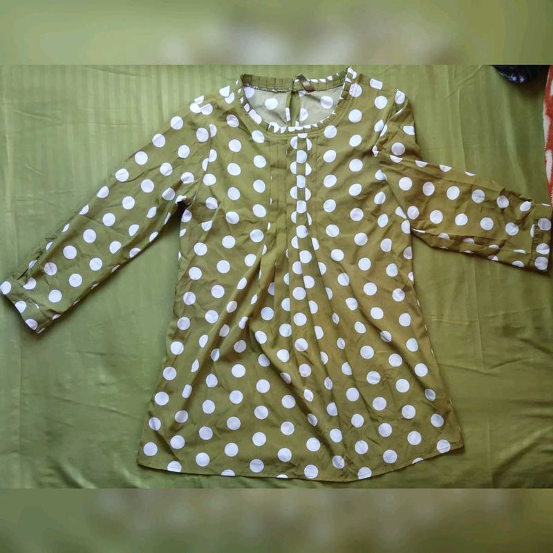 Olive Green Polka Dot Top