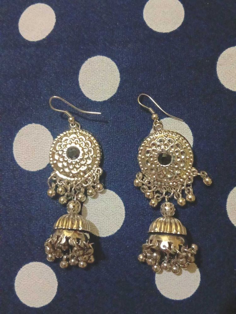 Silver Jhumka Earrings