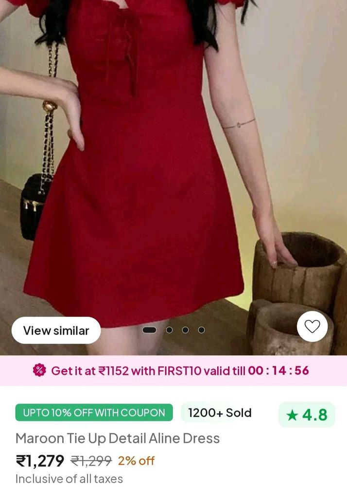 NEWME RED MAROON DRESS