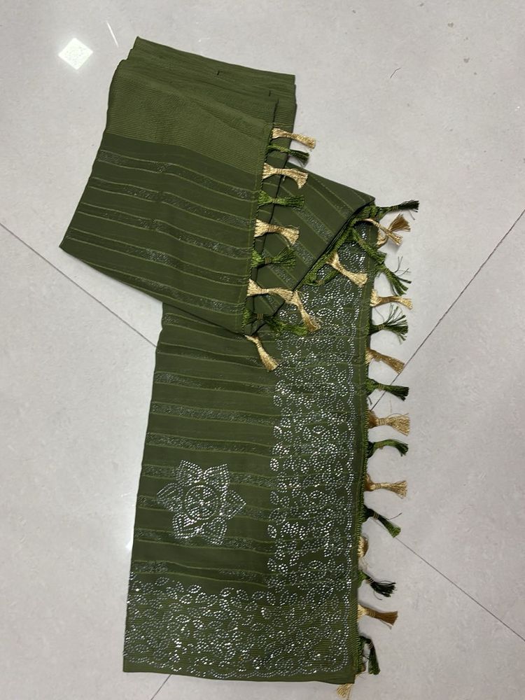 Elegant Olive Green Saree