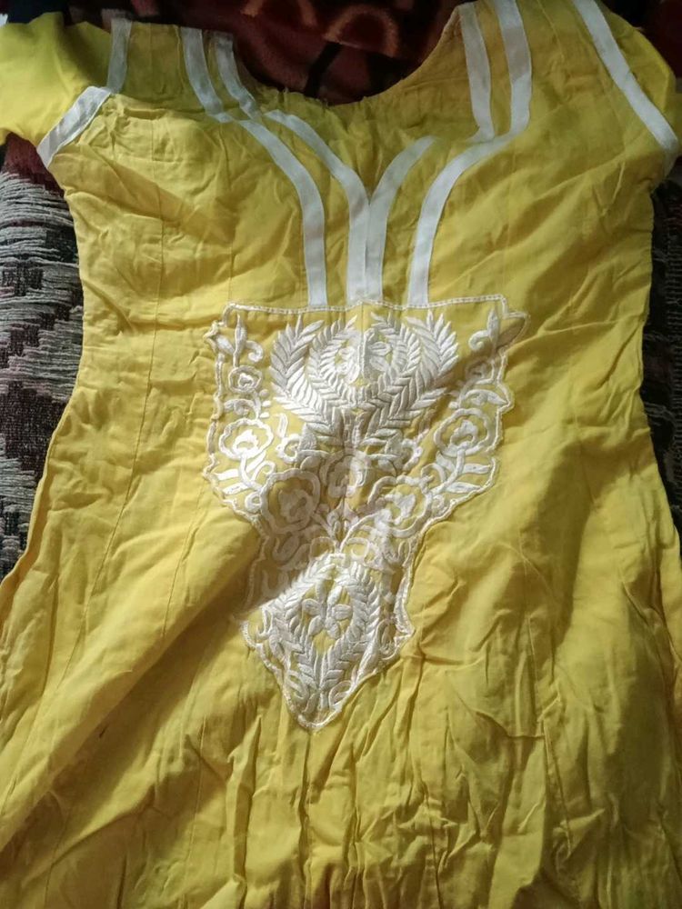 Yellow Embroidered Kurta