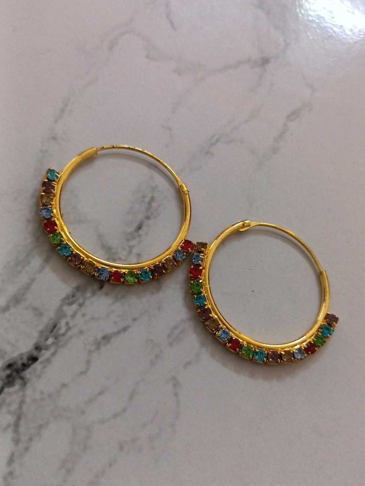 Combo Of Two Pairs Hoop Earrings with Colorful