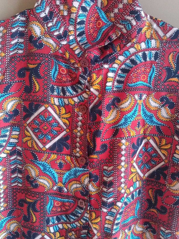 Patterned Sleeveless Jumpsuit with Belt