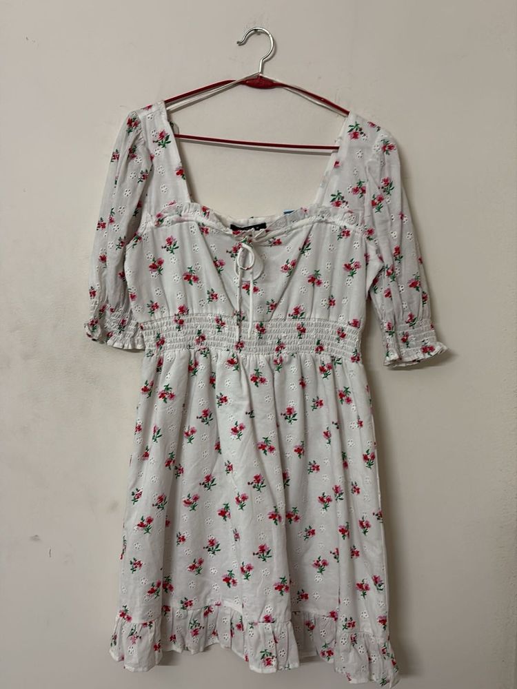 Floral Eyelet Mini Dress